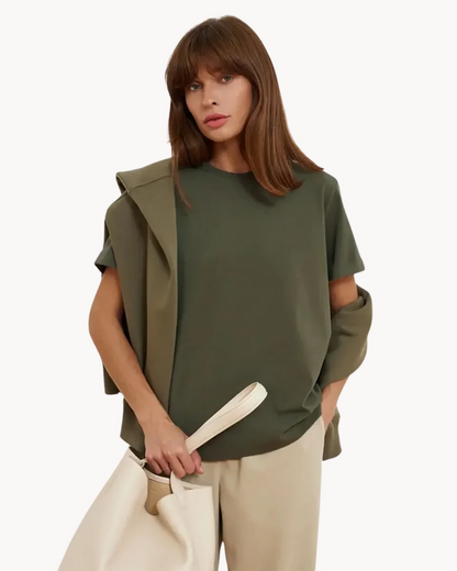 Sarah - Casual T-Shirt met Geknoopte Jeans