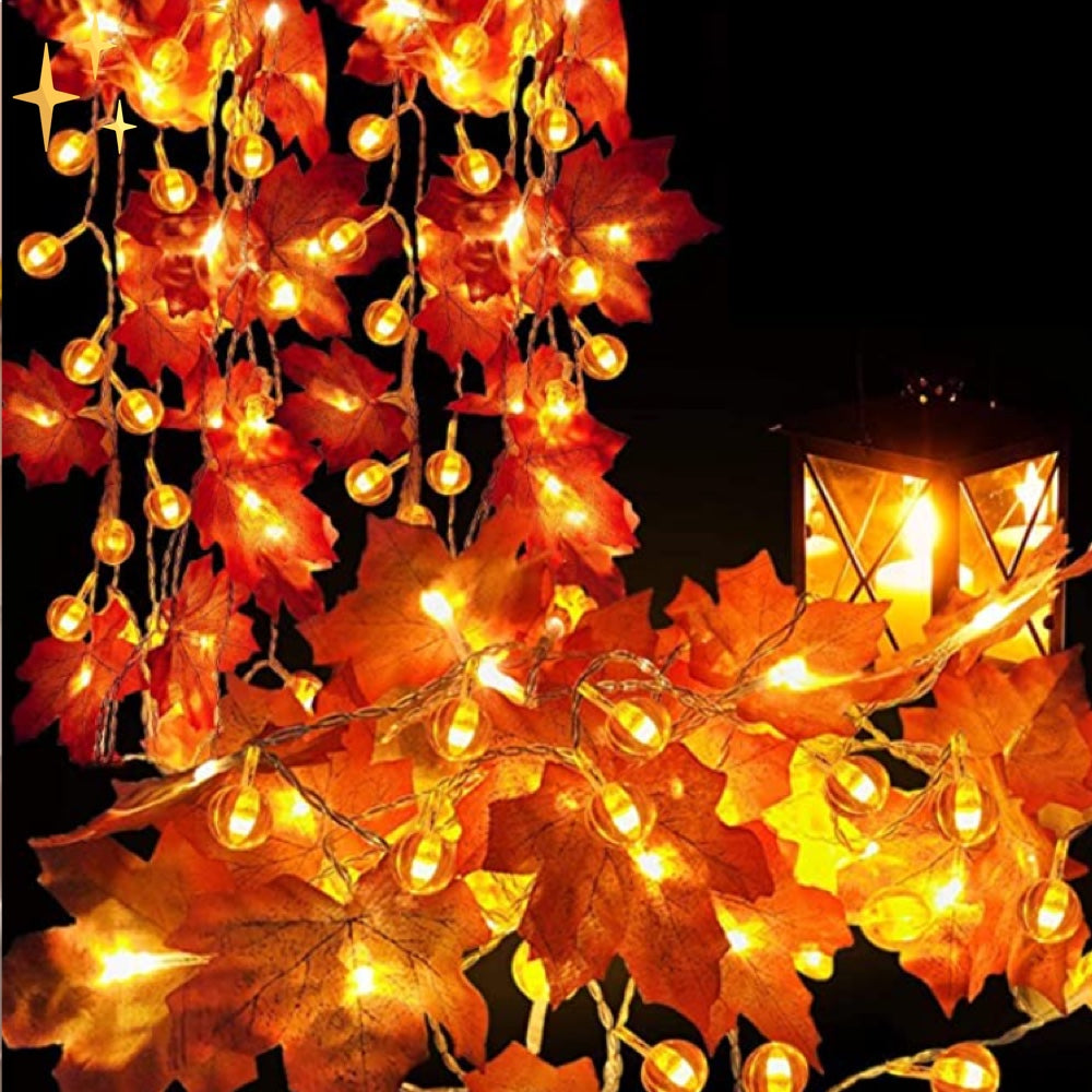 Herfstblaadjes Led-Lichtsnoer van 6 Meter met 40 Lampjes voor een Warme Gezellige Sfeer in Huis