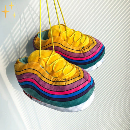 Grote Sneakers Sloffen in Hippe Gekleurde Designs met Anti-slip Onderkant voor Gezellige Comfort Thuis