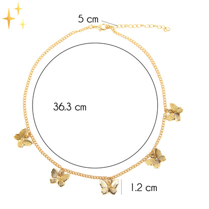 Farfalla Verstelbare Luxe Elegante Gouden Ketting met Vlindertjes